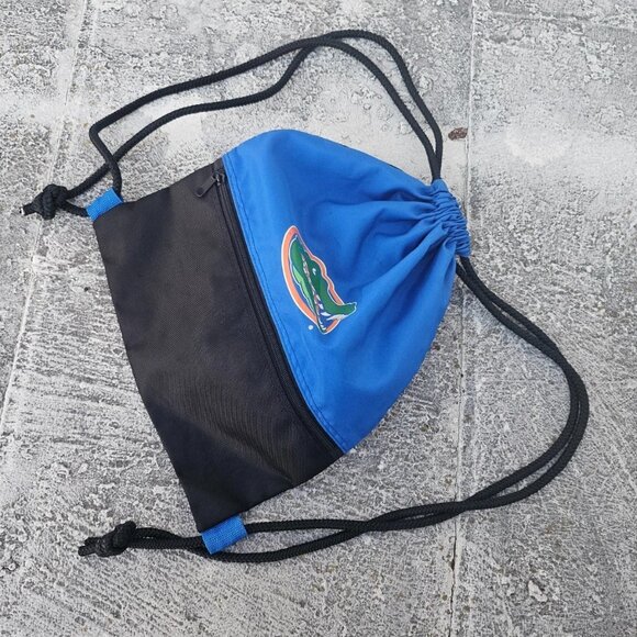 Logo Beach Backpack Bag Alligator Drawstring Bag Sport Gym Bag Black/Blue - Picture 2 of 10